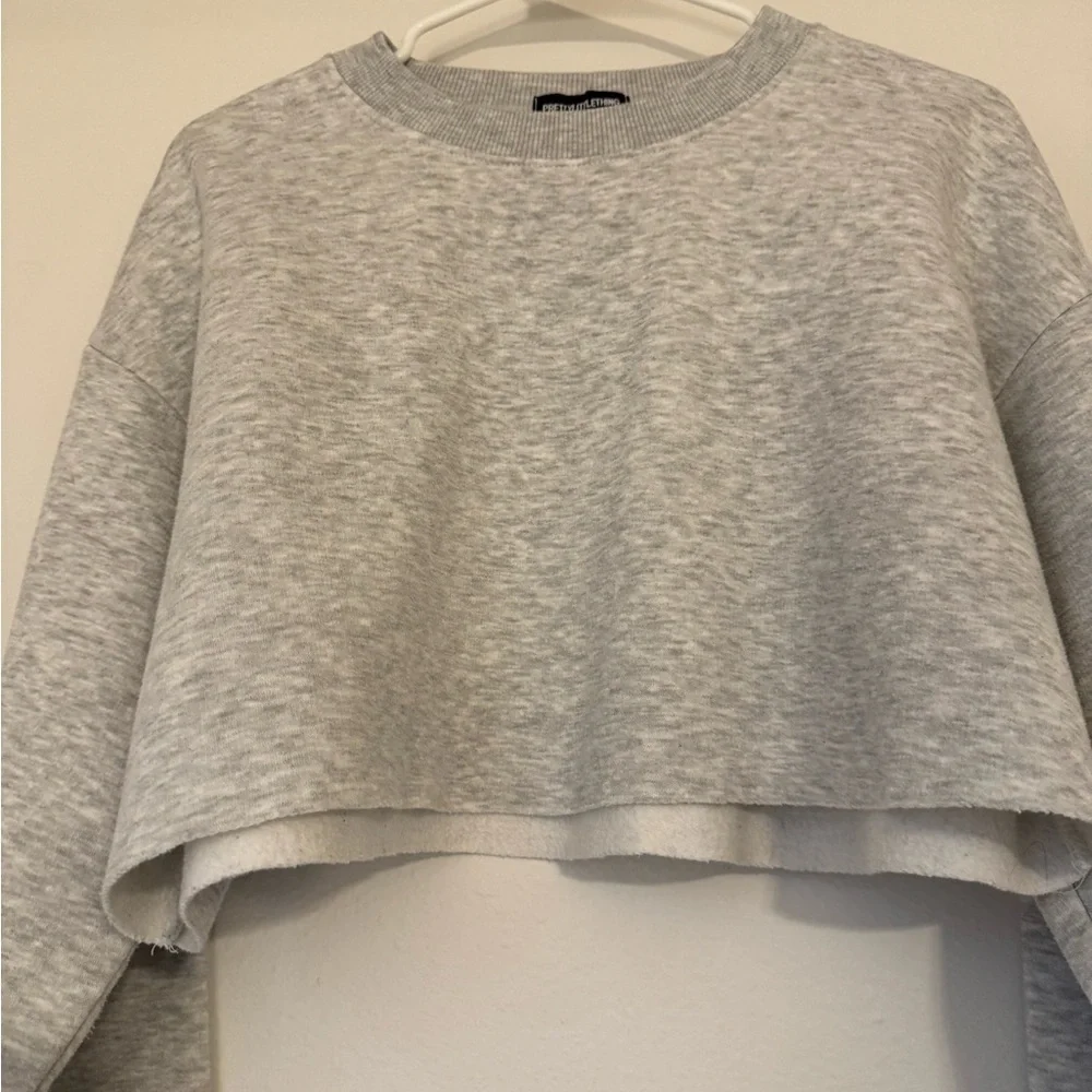 Pretty Little Things Gray Cropped Sweatshirt - Picture 3 of 8